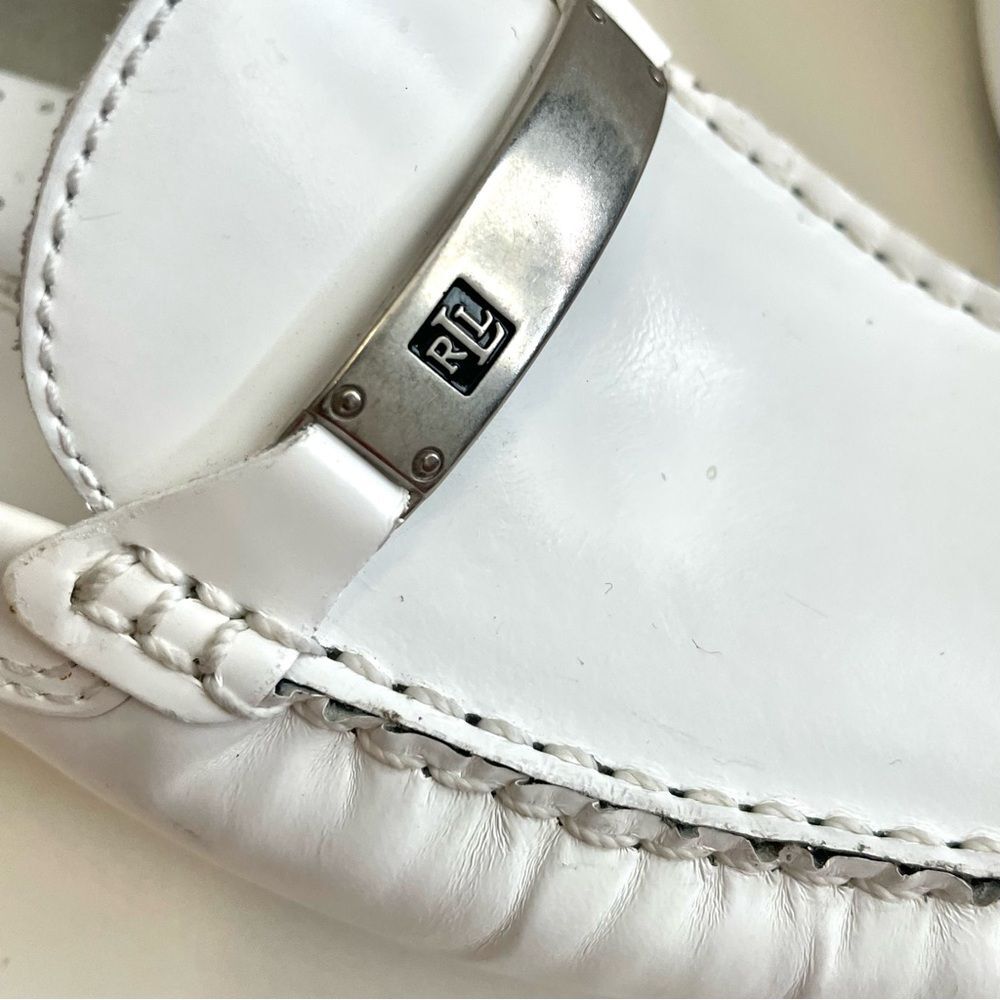 Lauren Ralph Lauren White Leather Mules with Silver Detail - Picture 7 of 13